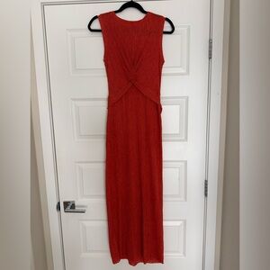 Sleeveless Knot-Front Red Maxi Dress